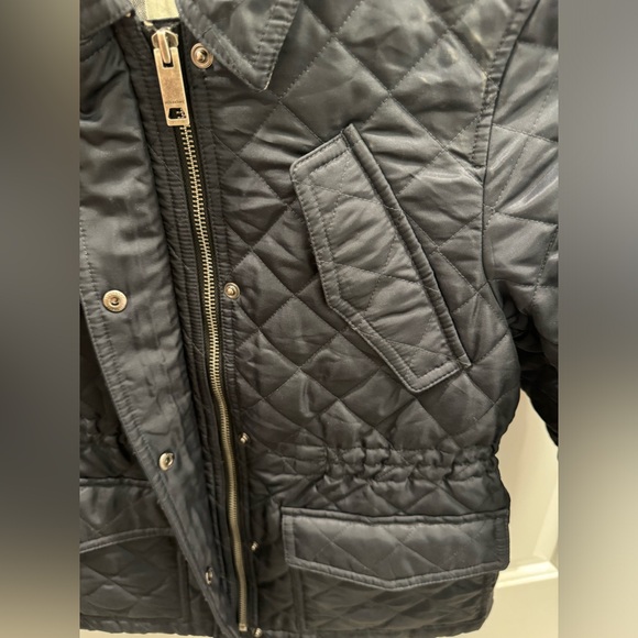 Authentic Burberry Quilted Barn Jacket Navy Blue Girls Size 12Y EUC - Picture 7 of 11